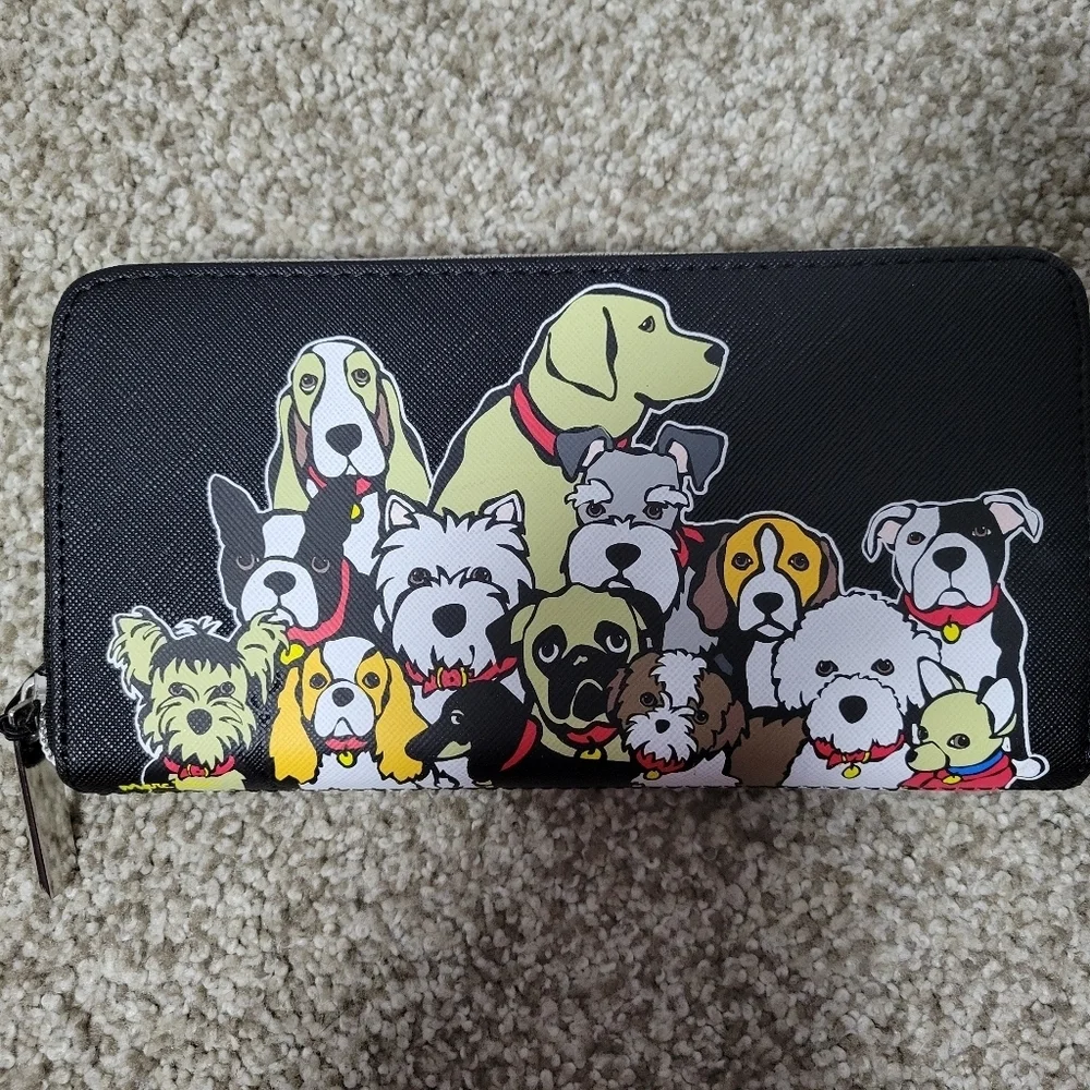 Marc Tetro All Dogs Zip Around Black Wallet